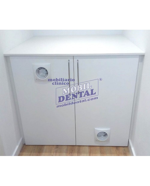 Vitrina con puertas de cristal / madera - Mobildental Mobiliario Clinico,  Mostradores y cabinas emplomadas